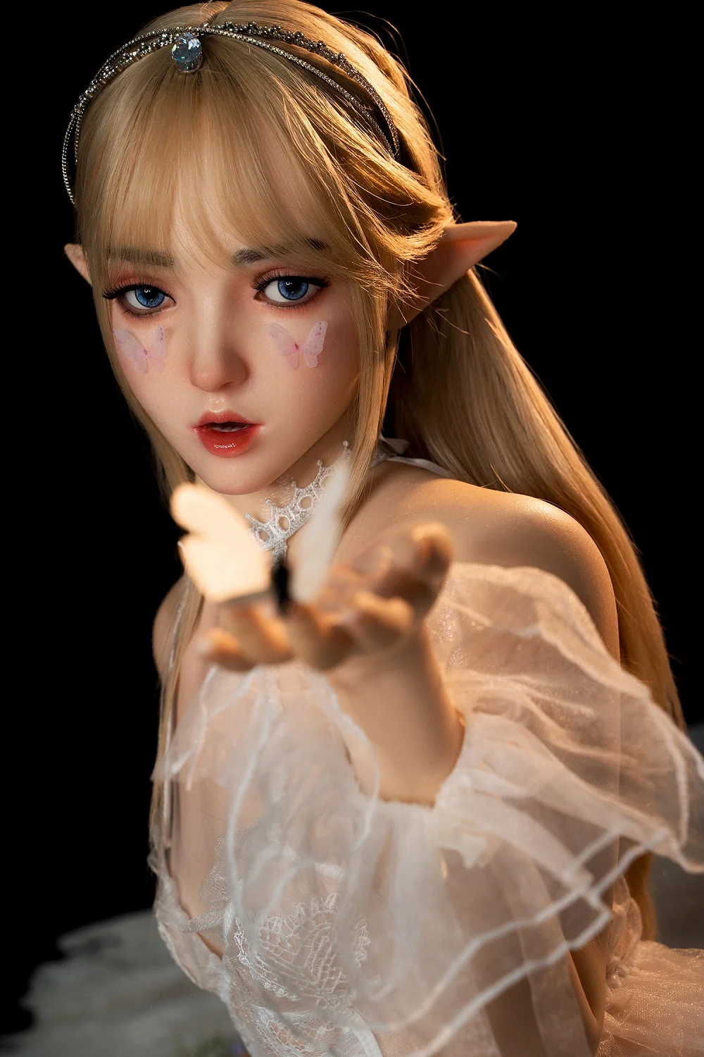 EU Stock - Keely Plus 150cm M8 Flat Boob Full Silicone ROS Head Elf Sex Doll Oral Sex Movable Jaw 2 In 1 Functions Adult Love Doll alternate view