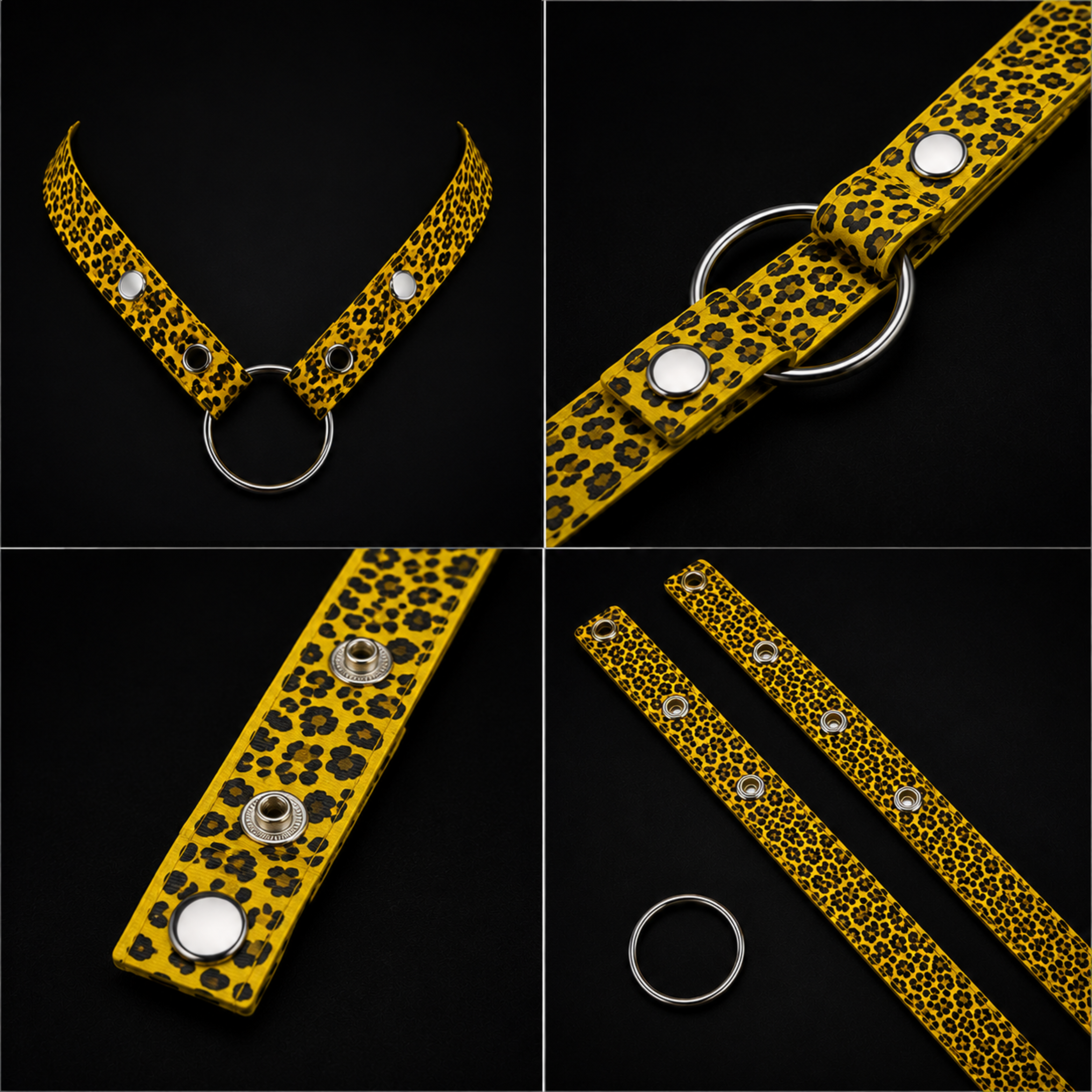 Adjustable Men's Chastity Belt Anti-Fall with Ring - Leopard Yellow - View 2
