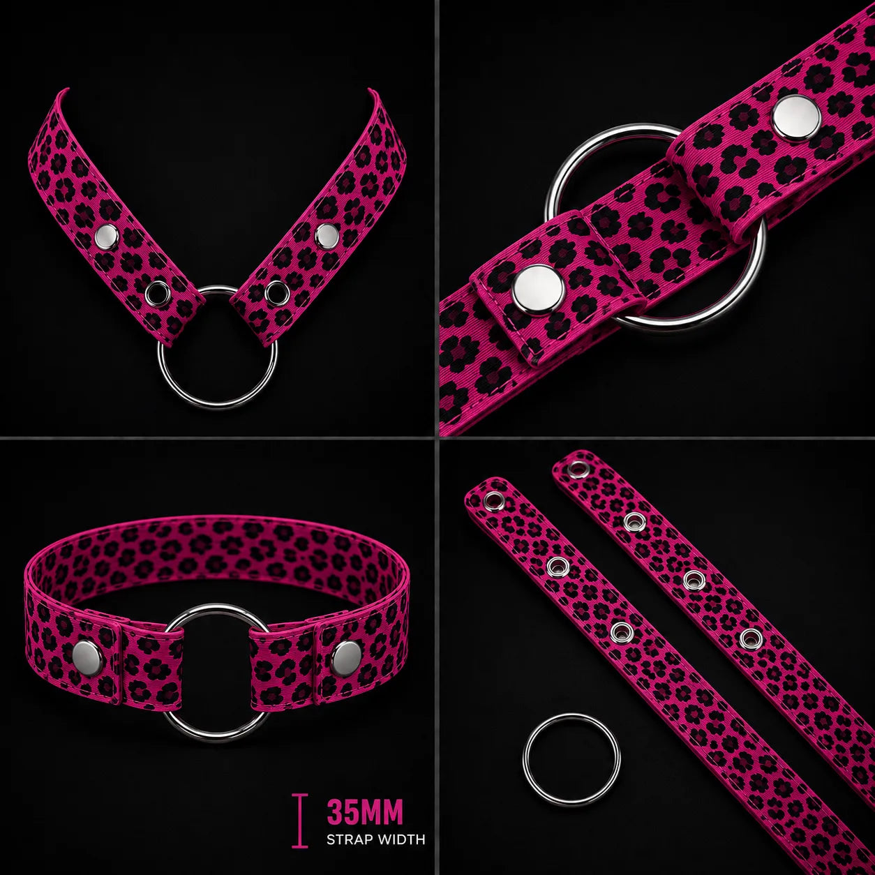 Adjustable Men's Chastity Belt Anti-Fall with Ring - Pink Leopard - View 2