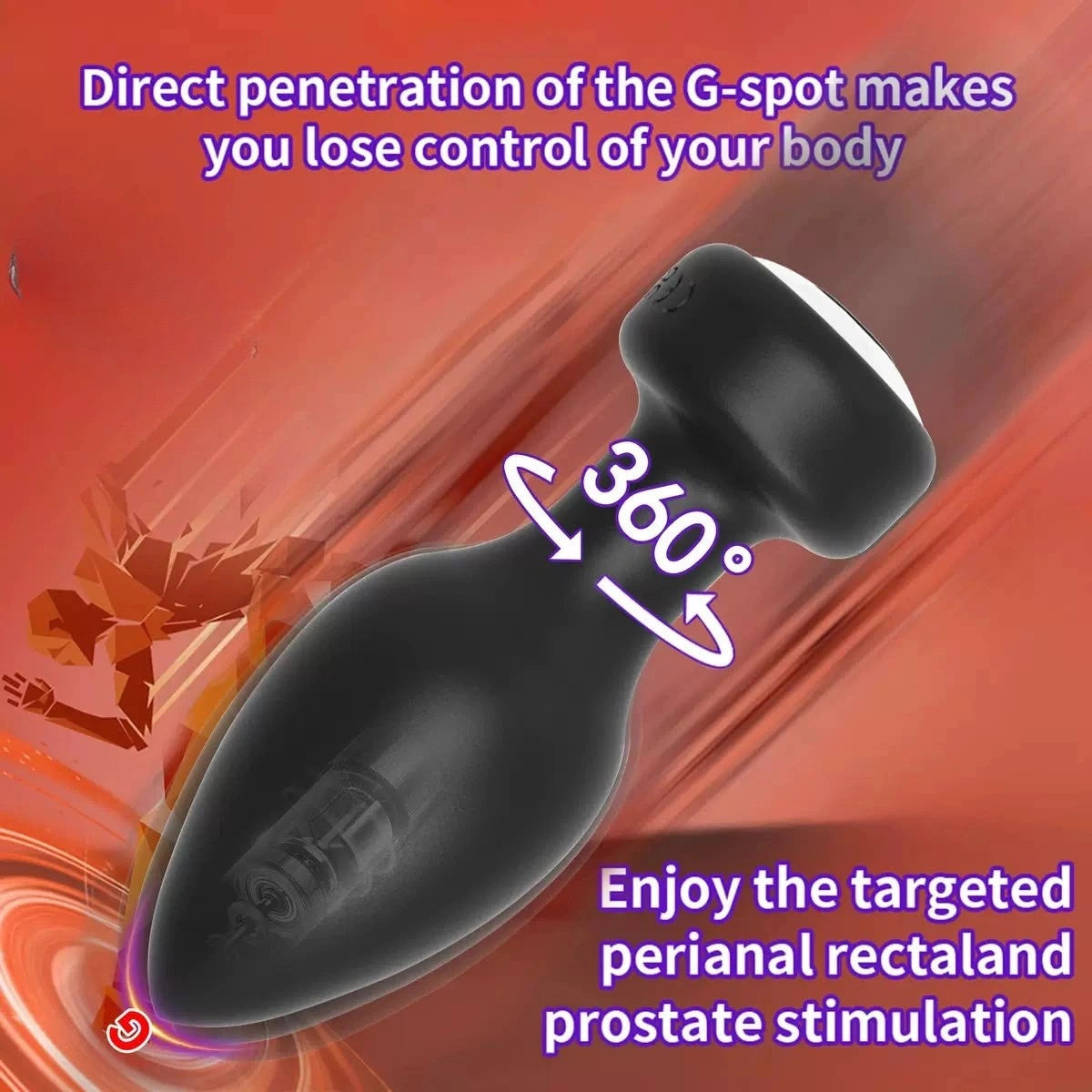 360 Rotation Vibrating Silicone Butt Plug alternate view
