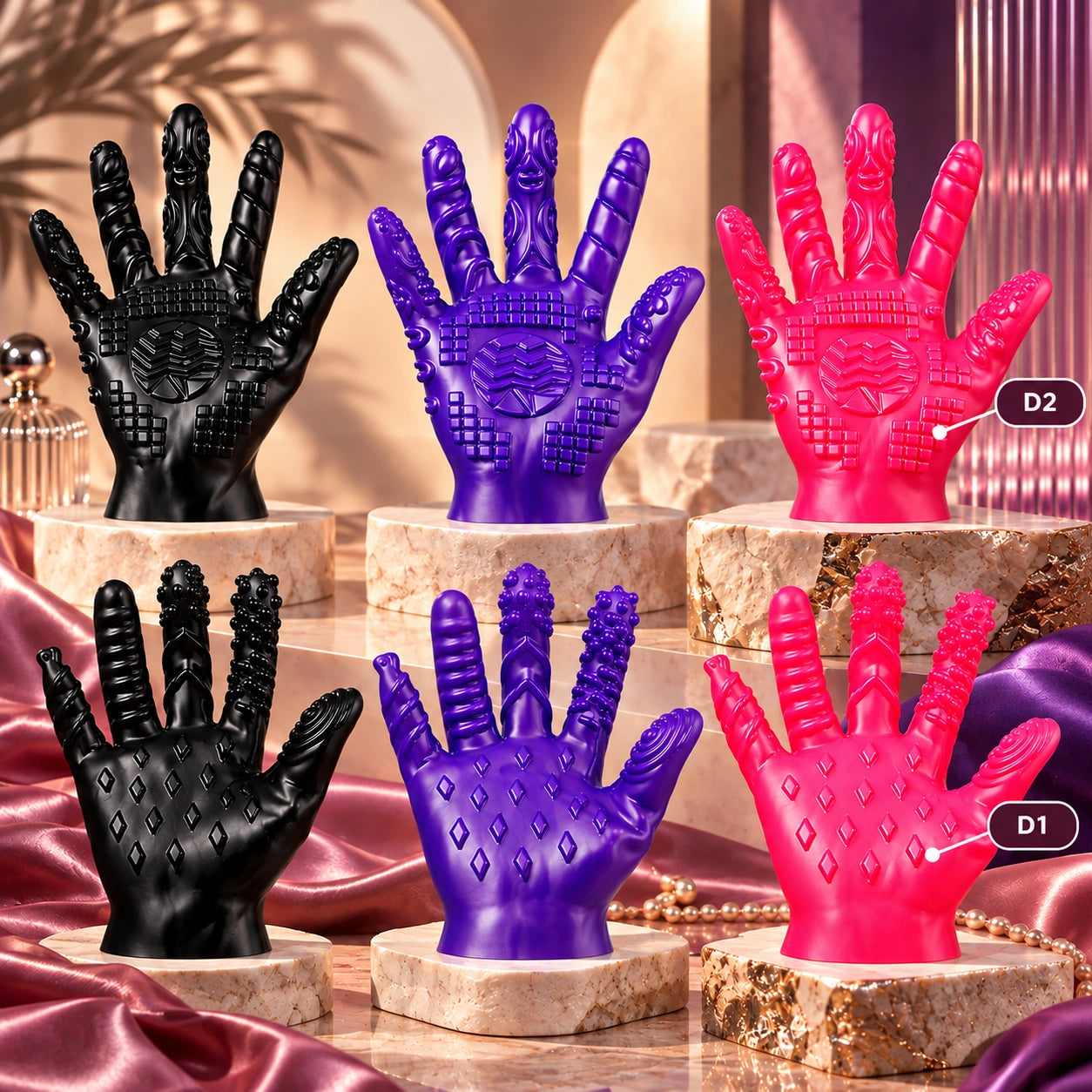 Textured Fetish Massager Silicone Gloves for Adults alternate view