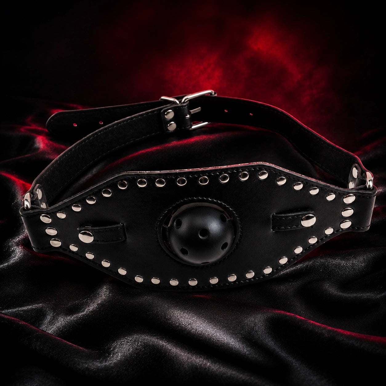 Studded Breathable Adjustable Mouth Gag Ball Strap - View 3