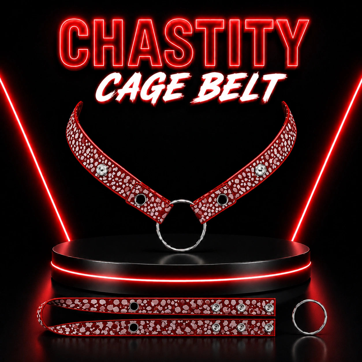 Adjustable Men's Chastity Belt Anti-Fall with Ring - Red