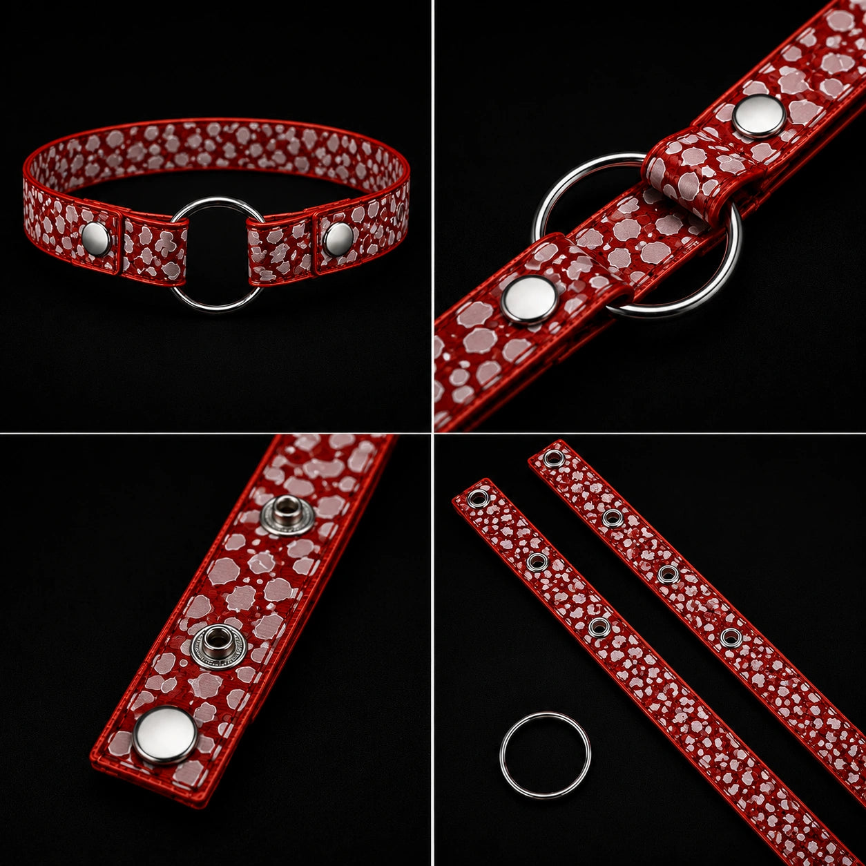 Adjustable Men's Chastity Belt Anti-Fall with Ring - Red alternate view