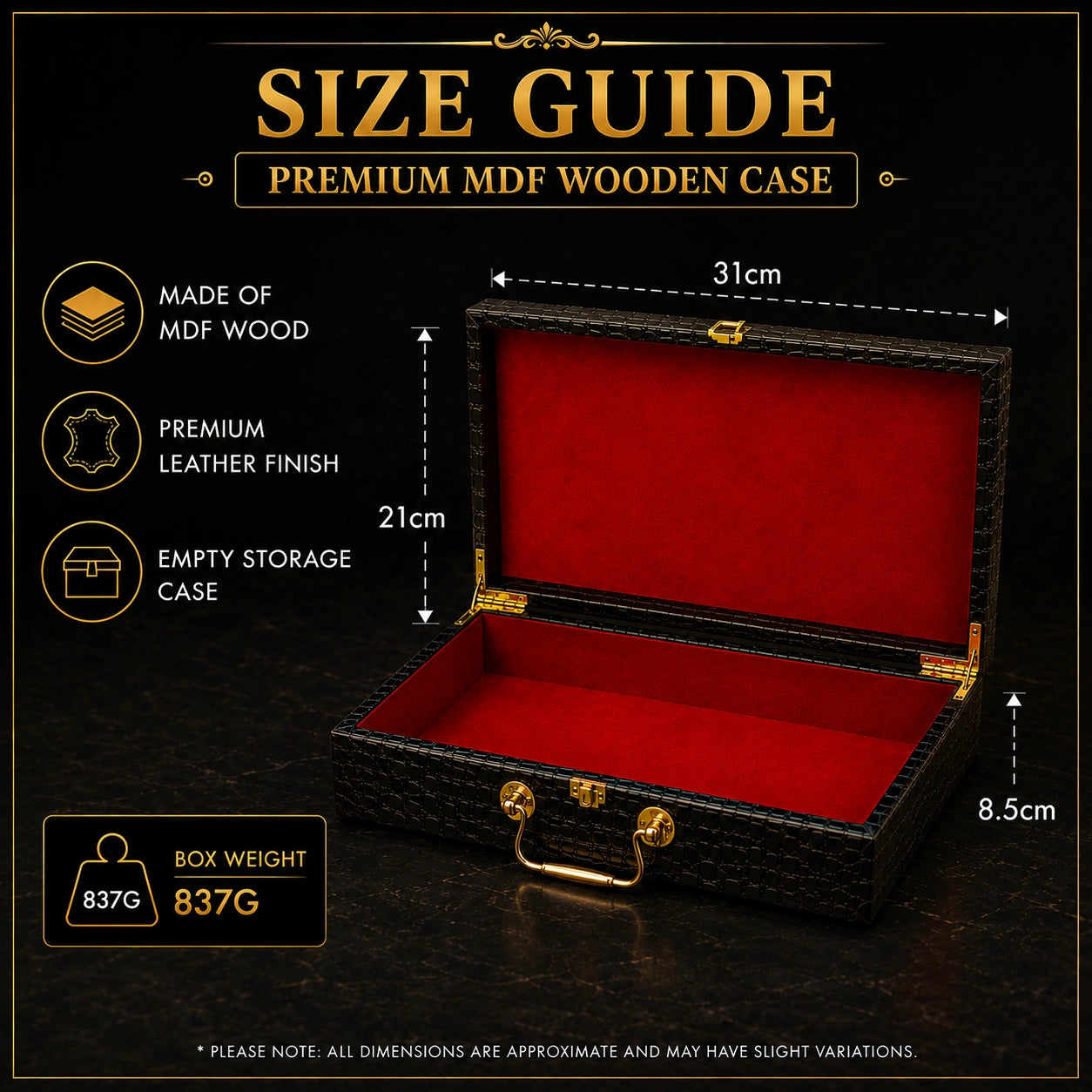 Premium MDF Wooden Storage Case with Luxury Leather Finish alternate view
