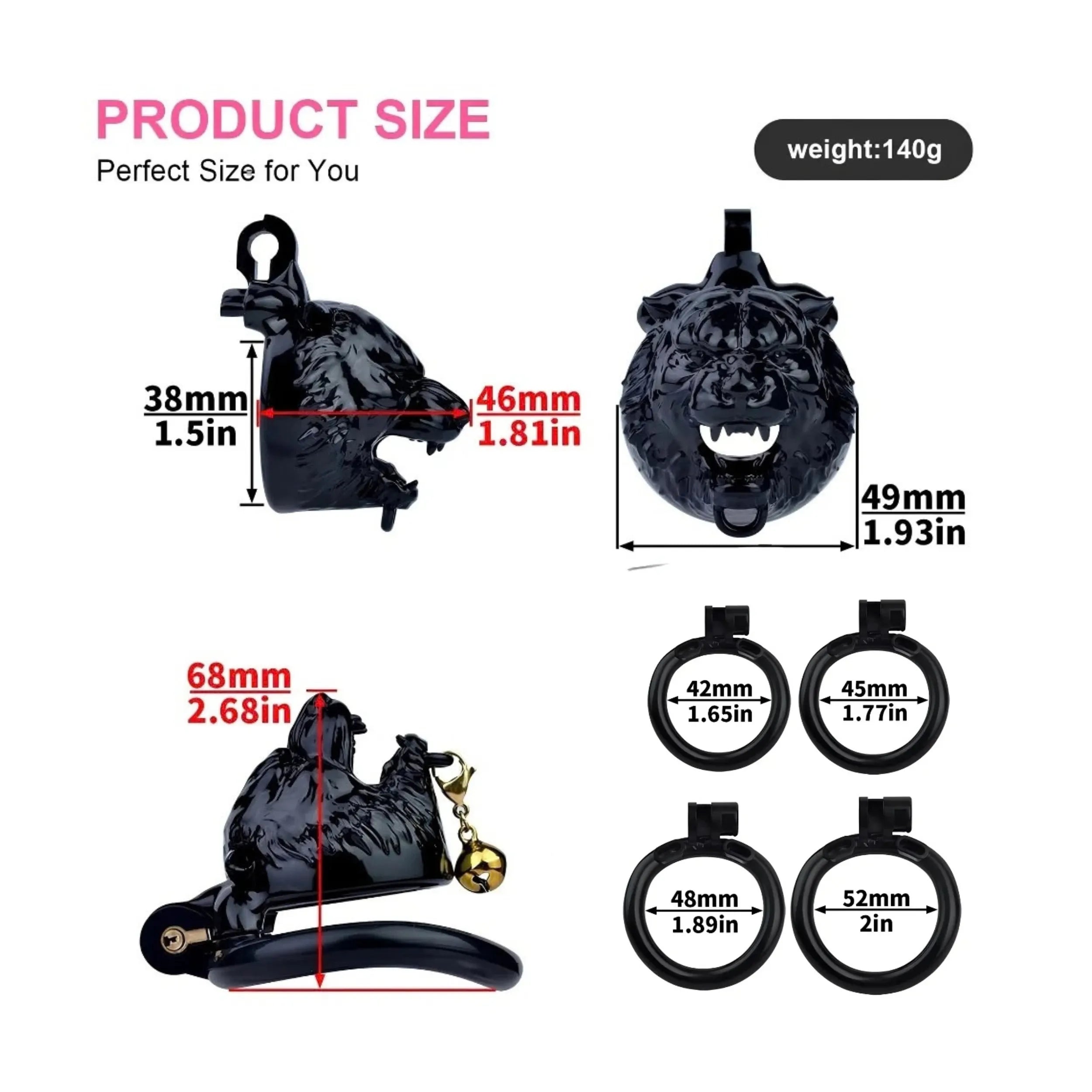 Premium Men Tiger Resin Chastity Cage - View 3