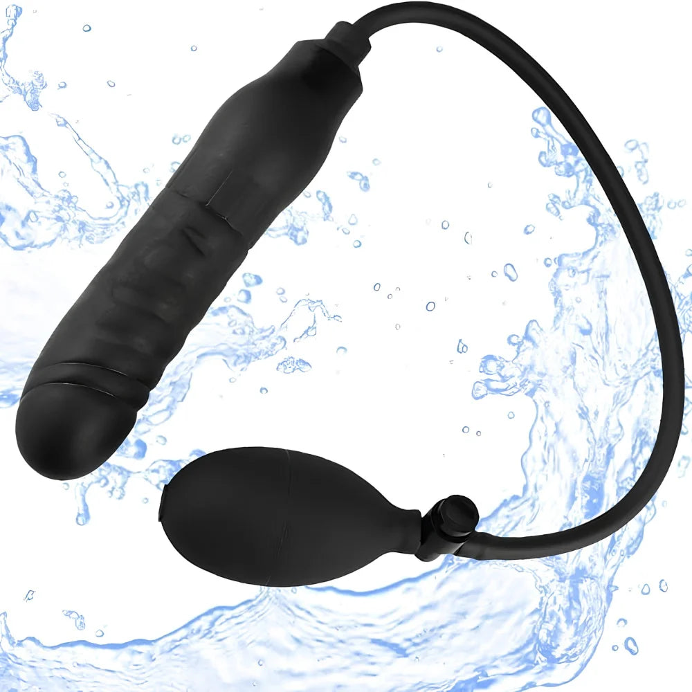Black Inflatable Vibrating Adult Toy with Manual Air Pump alternate view