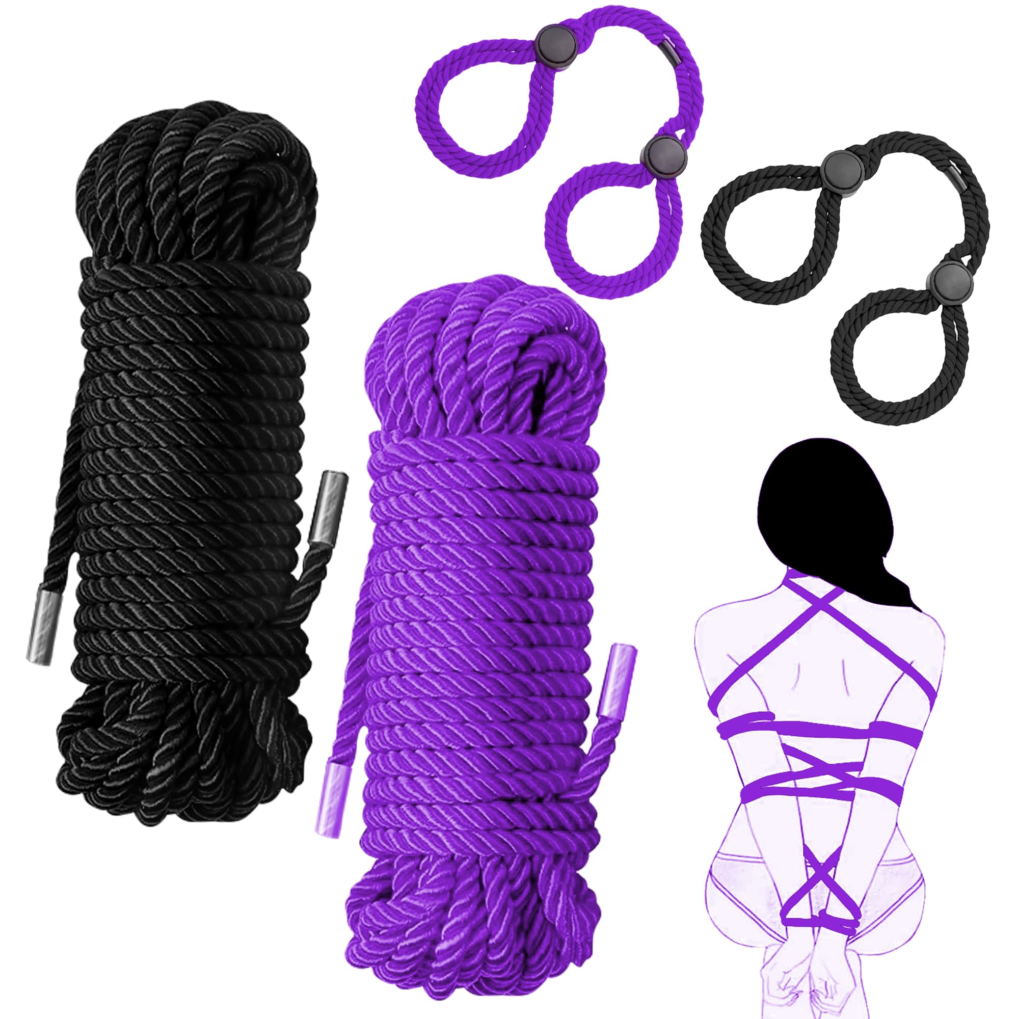 4PCS Sex Rope BDSM Bondage Rope Kit and Adjustable Straps for Couples