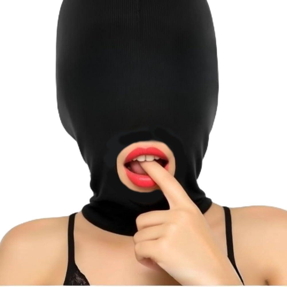 2PCS Sexy Unisex Full Face Open Mouth Mask Half Face Blindfold Bdsm