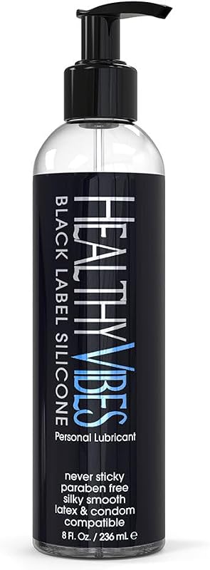Healthy Vibes Silicone Lube 8 oz, Water-Resistant Silicone Based Lubricant